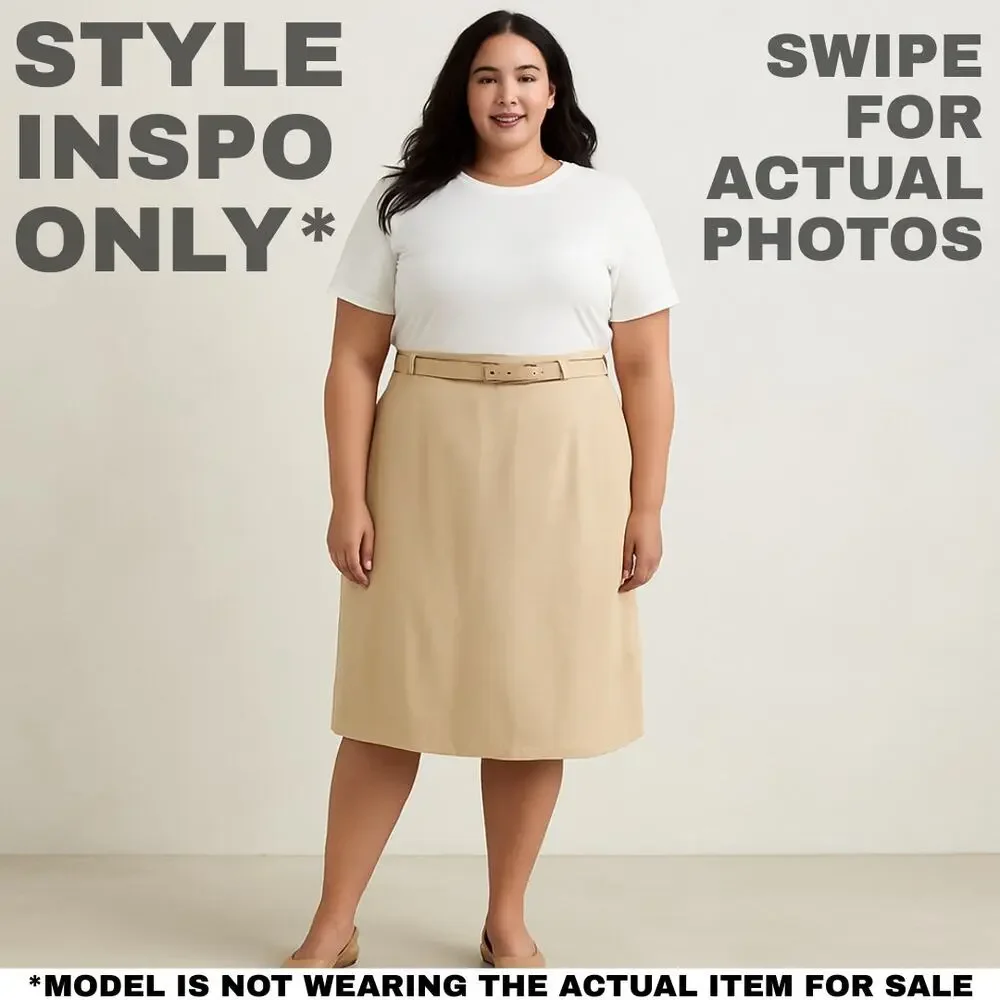 NWT Alfred Dunner 20W Banana Cream A-Line Skirt with Belt [0292]
